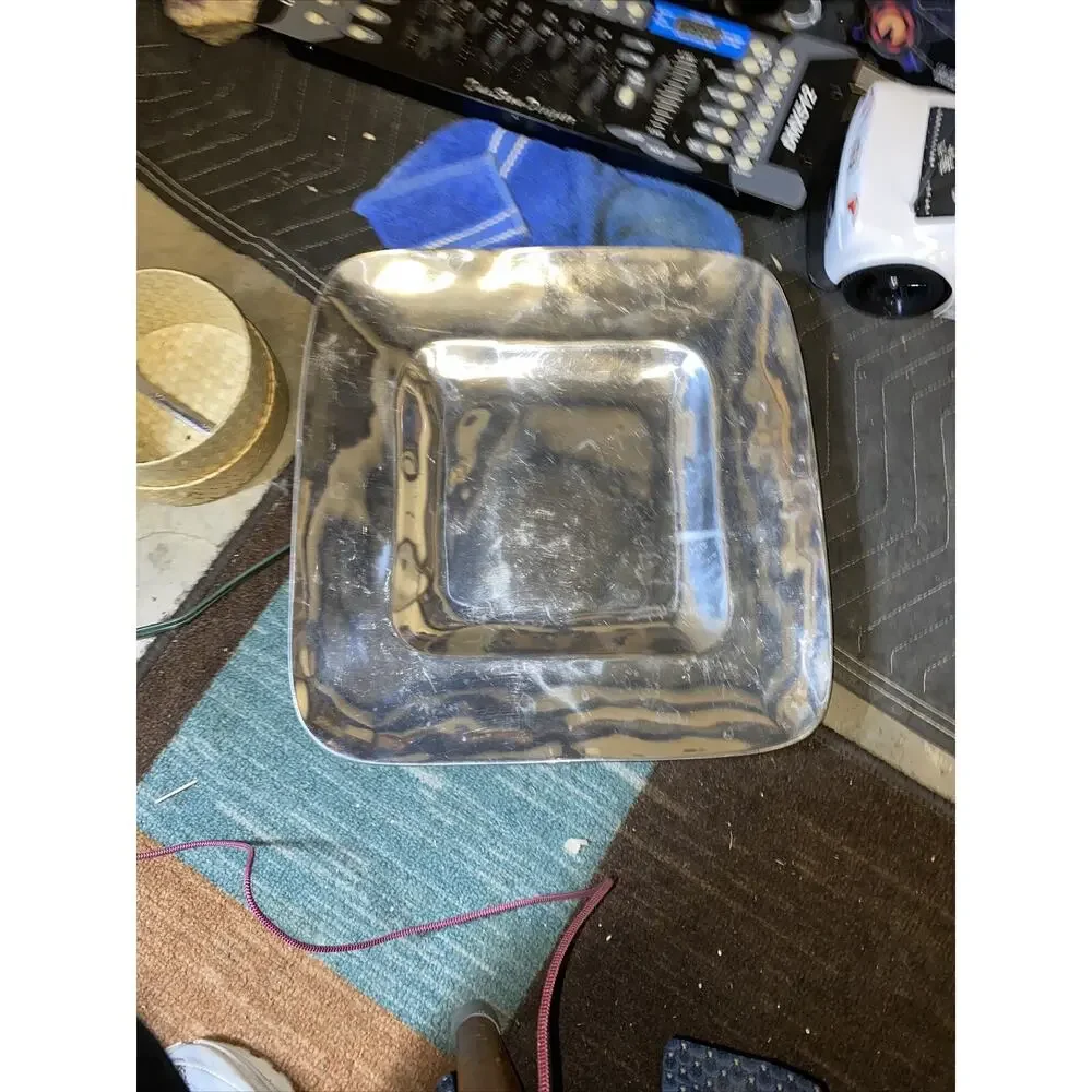 Large Silver Rectangle Tray measures 14 1/2” X 15” Aluminum Color Much Heavier